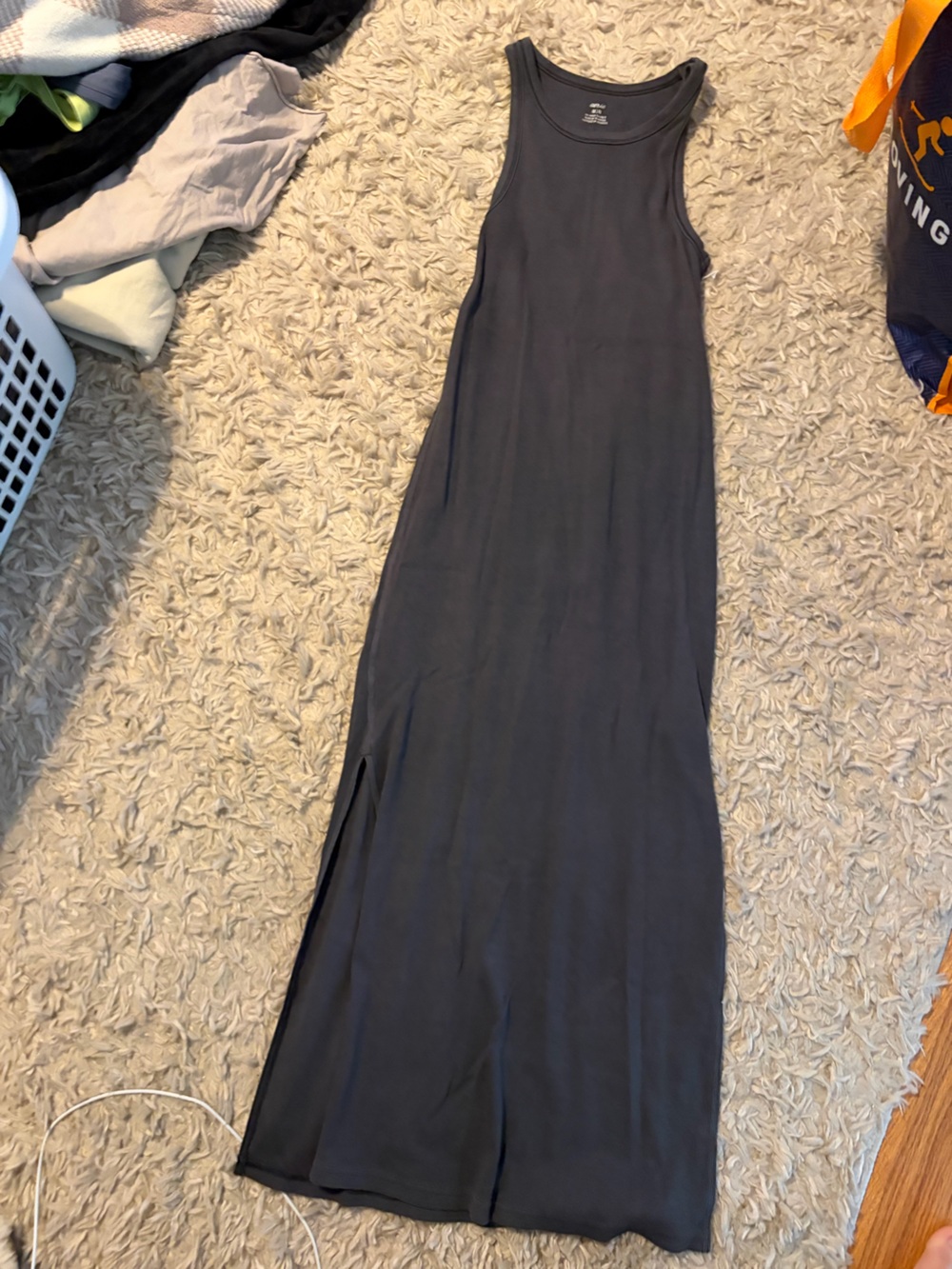 Ribbed aerie Charcoal Tank Maxi Dress